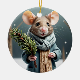Ornamento de árbol de navidad de pareja de ratón d