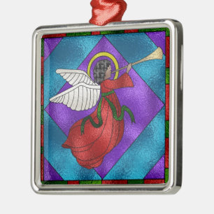 Ornamento de árbol de Navidad de Stain Glass Angel