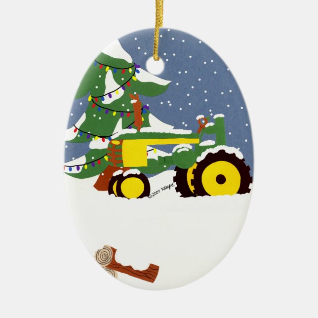 Ornamento de árbol de Navidad de Tractor (Frente)