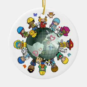 Ornamento de árbol de Navidad del planeta verde