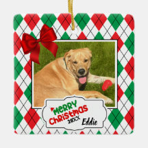 Ornamento de árbol de Navidad mascota - Argyle y a