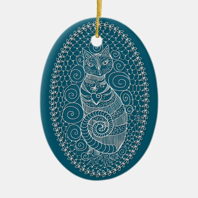 Ornamento de árbol de navidad para gatos de encaje (Frente)