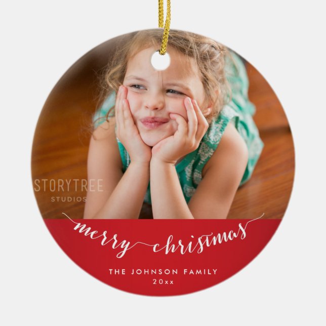 Ornamento de árbol de navidad personalizado con fo (Frente)