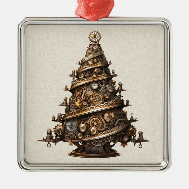 Ornamento de árbol de Navidad Steampunk (Frente)