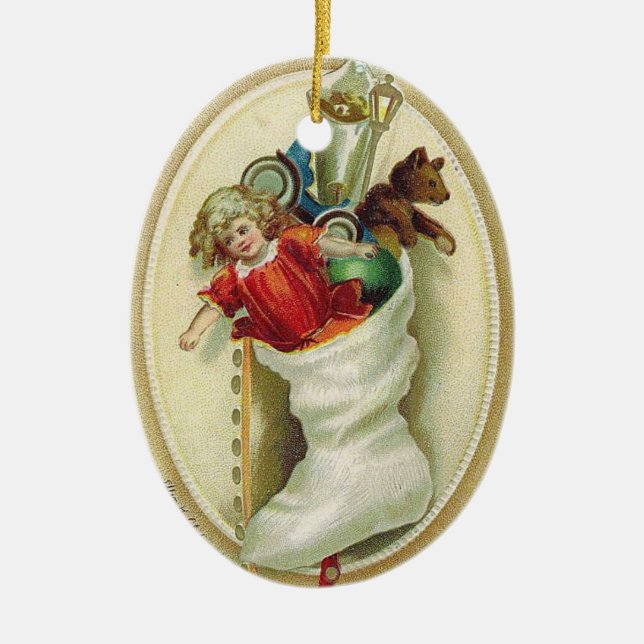 Ornamento de árbol de navidad "Vintage Stocking" (Frente)
