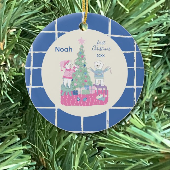 Ornamento De Árbol De Osos Polares Prudentes (View on the Christmas tree .)