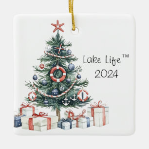 Ornamento de árbol navideño náutico Lake Life 2024