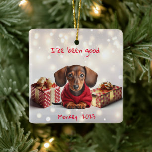 Ornamento de árbol personalizado Dachshund Puppy