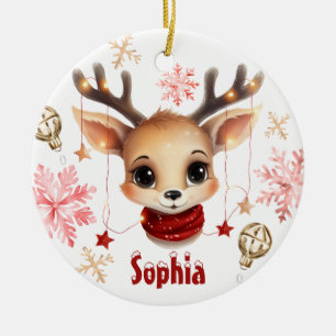 Ornamento de árbol personalizado de reno lindo