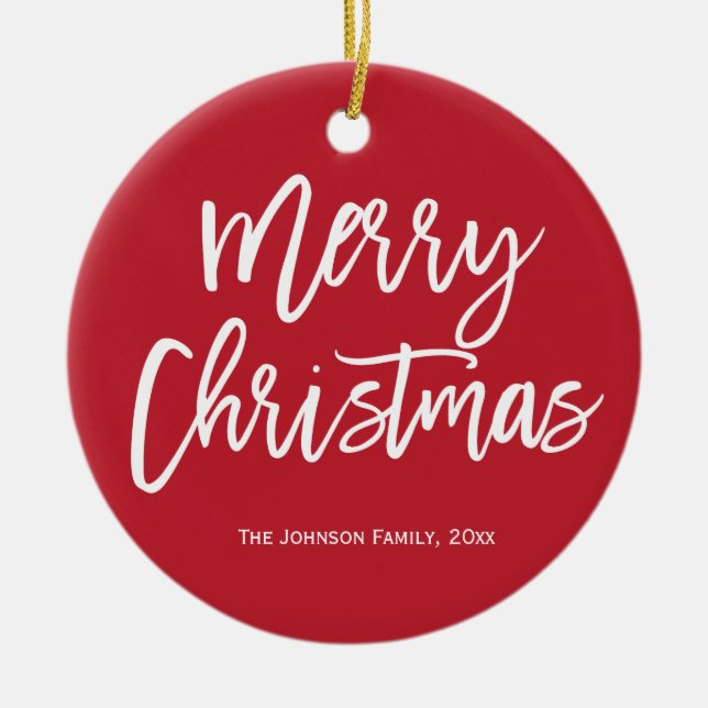 Ornamento de árbol rojo simple de navidad (Frente)