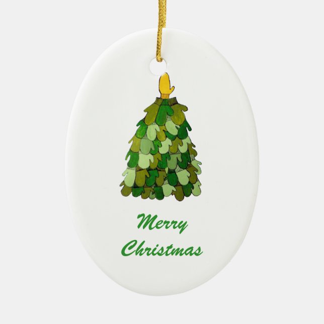 Ornamento de árboles de Mitten navidades (Frente)