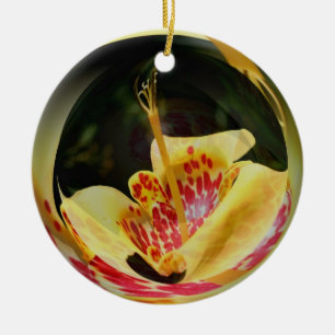 Ornamento de arte de flor de lirio amarillo visto