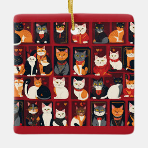 ornamento de arte de IA cerámica para gatos de mos
