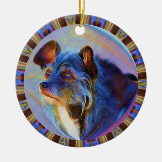 Ornamento de arte de perro terrorífico de ojos de  (Frente)