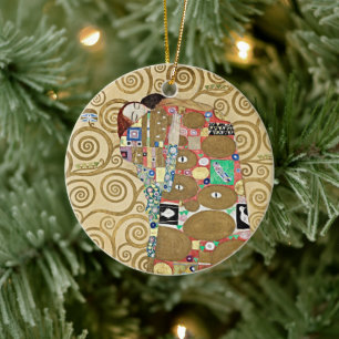 Ornamento de Arte Dorado Abrazo de Klimt