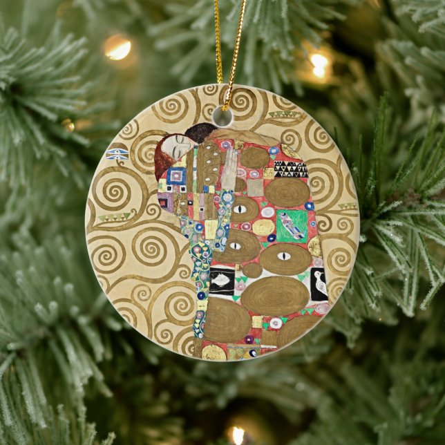 Ornamento de Arte Dorado Abrazo de Klimt (Árbol)