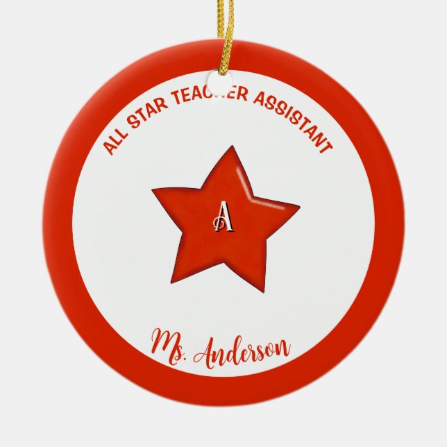 Ornamento de asistente de docente personalizado (Frente)