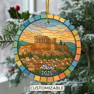 Ornamento de Atenas de vidrio templado personaliza
