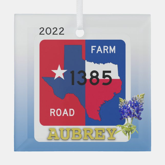 Ornamento de Aubrey, Texas & Bluebonnets (Anverso)