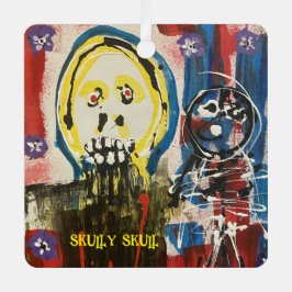 Ornamento de auto Metalizado Skully Skull