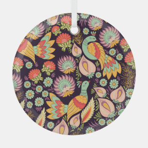 Ornamento de aves florales folclóricas vintage