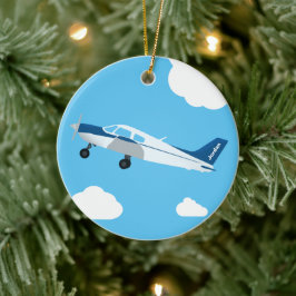 Ornamento de avión azul personalizado