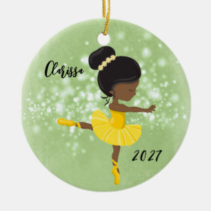 Ornamento de Ballerina Niña Negra Personalizada