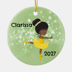 Ornamento de Ballerina Niña Negra Personalizada