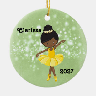 Ornamento de Ballerina Niña Negra Personalizada