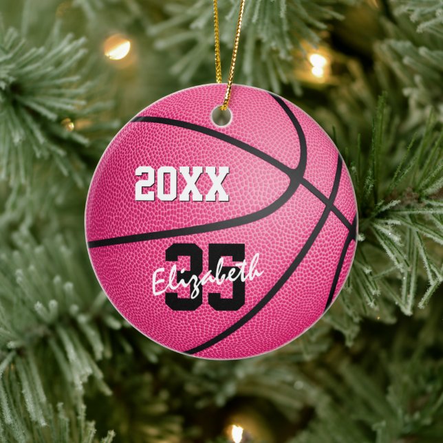 ornamento de baloncesto rosa personalizado para ch (Árbol)