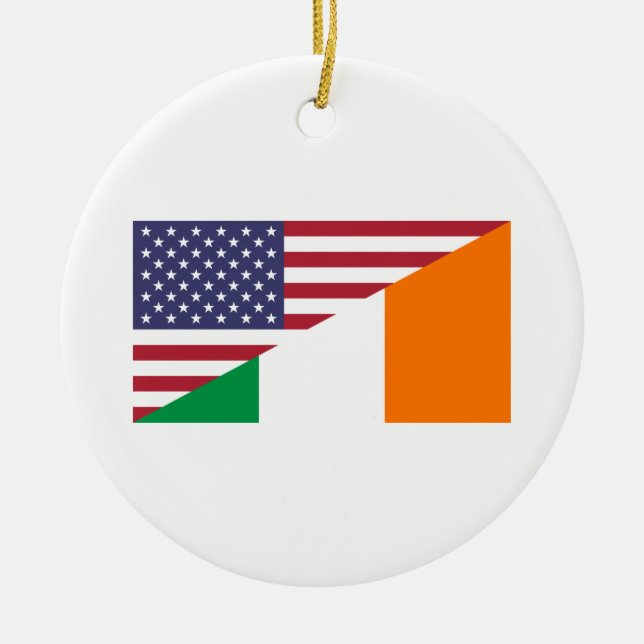 Ornamento de bandera de Irlanda de Estados Unidos (Frente)