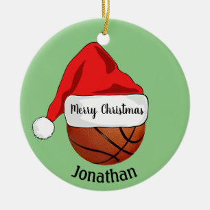 Ornamento de basketball Santa Hat