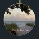Ornamento de Beach Sunset<br><div class="desc">Añade tu propio texto a esta perfecta escena de Navidades de la playa de Florida!</div>