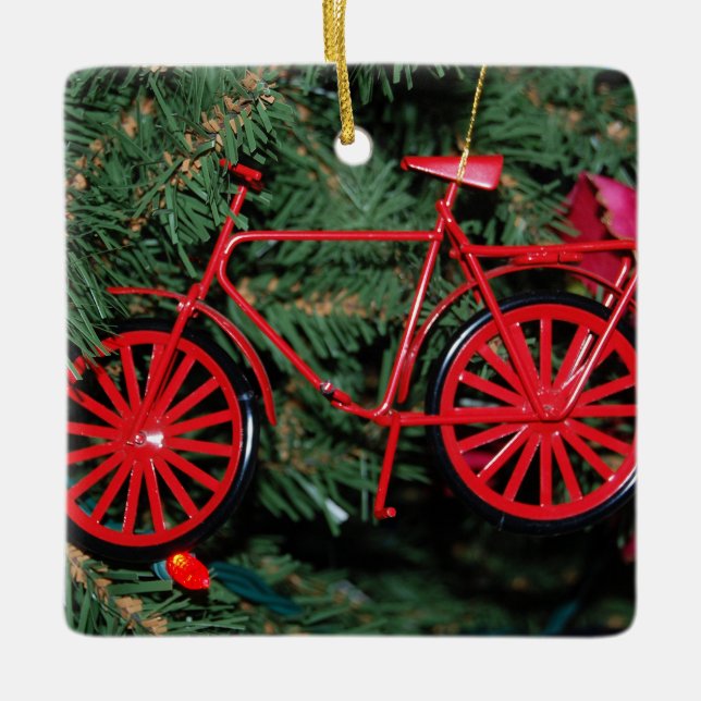 Ornamento de bicicleta en un árbol de Navidad (Anverso)