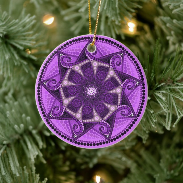 Ornamento de Birthstone Amethyst Mandala de febrer (Árbol)