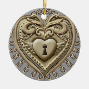 Ornamento de bloqueo del corazón dorado
