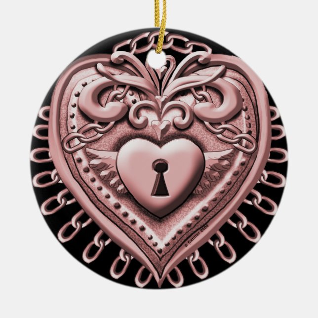 Ornamento de bloqueo del corazón rojo (Frente)