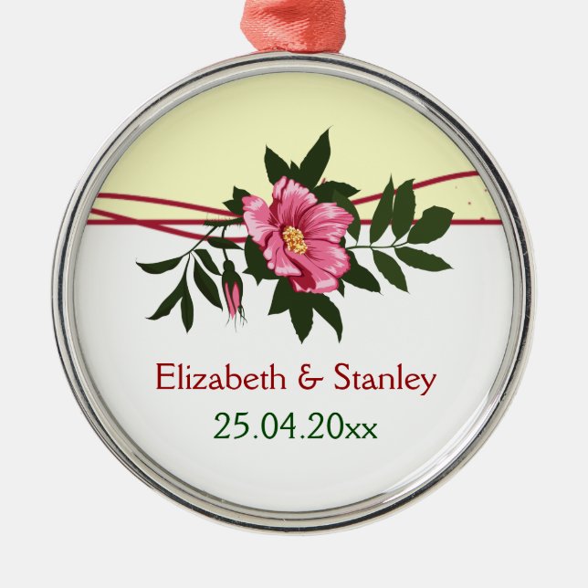 Ornamento de boda floral rosa rosa salvaje (Frente)