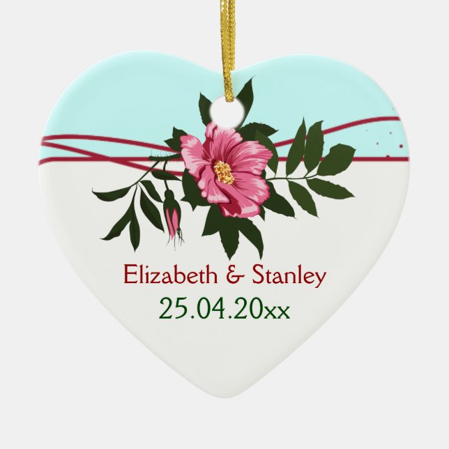 Ornamento de boda floral rosa rosa salvaje (Frente)