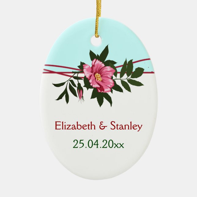 Ornamento de boda floral rosa rosa salvaje (Frente)