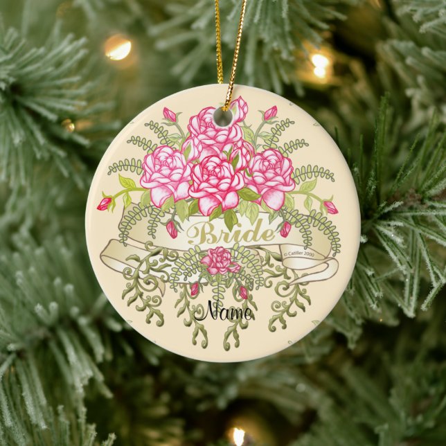 Ornamento de boda personalizado de Novia Rosa (Árbol)
