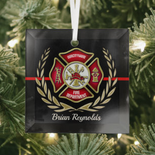 Ornamento de bombero personalizado transversal de