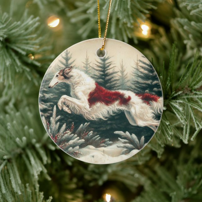 Ornamento de Borzoi para Navidades que saltan (Árbol)