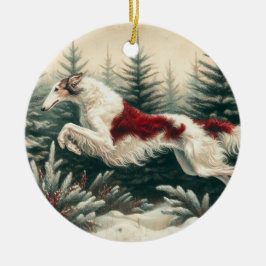 Ornamento de Borzoi para Navidades que saltan