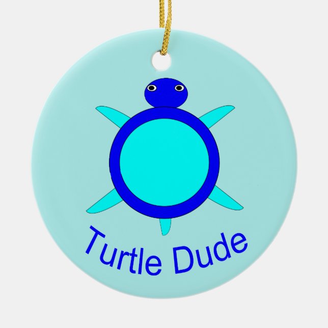 Ornamento de Bright Blue Turtle Dude (Frente)
