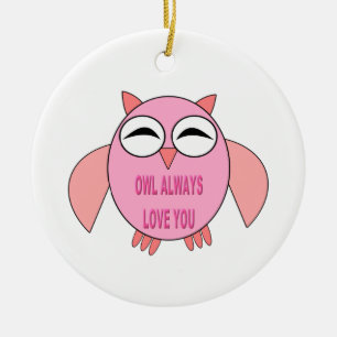 Ornamento de búho de mensaje de amor