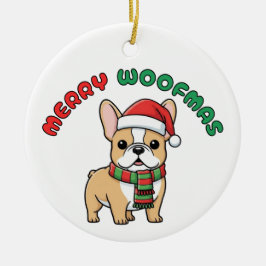 Ornamento de Bulldog francés navidades: Merry Woof