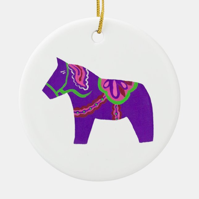 Ornamento de caballo morado de Dala (Frente)