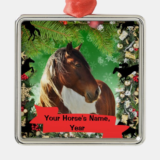 Ornamento de caballo personalizado (Frente)