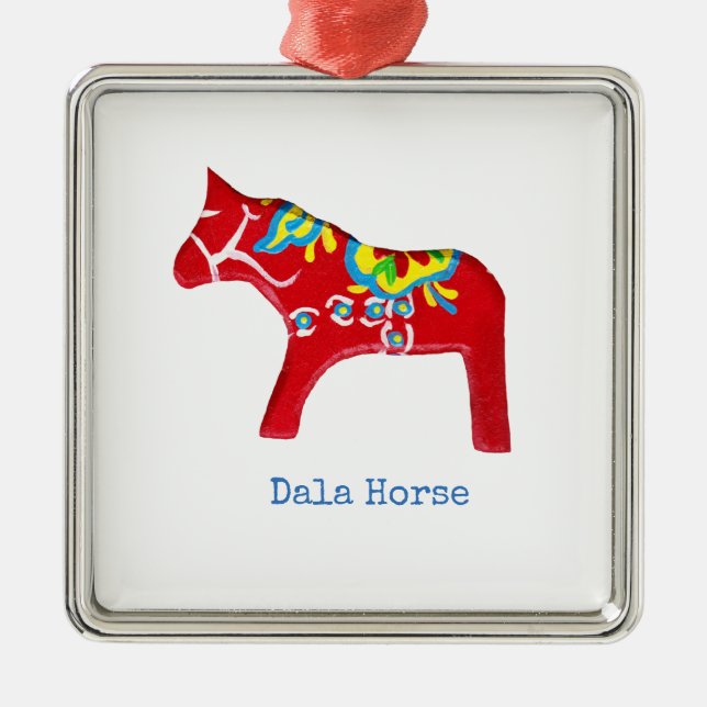 Ornamento de Caballo Red Dala (Frente)